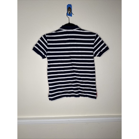 Polo Ralph Lauren Large PONY Polo logo USA Flag patch Shirt Boy 8 Red White Blue - Picture 6 of 8